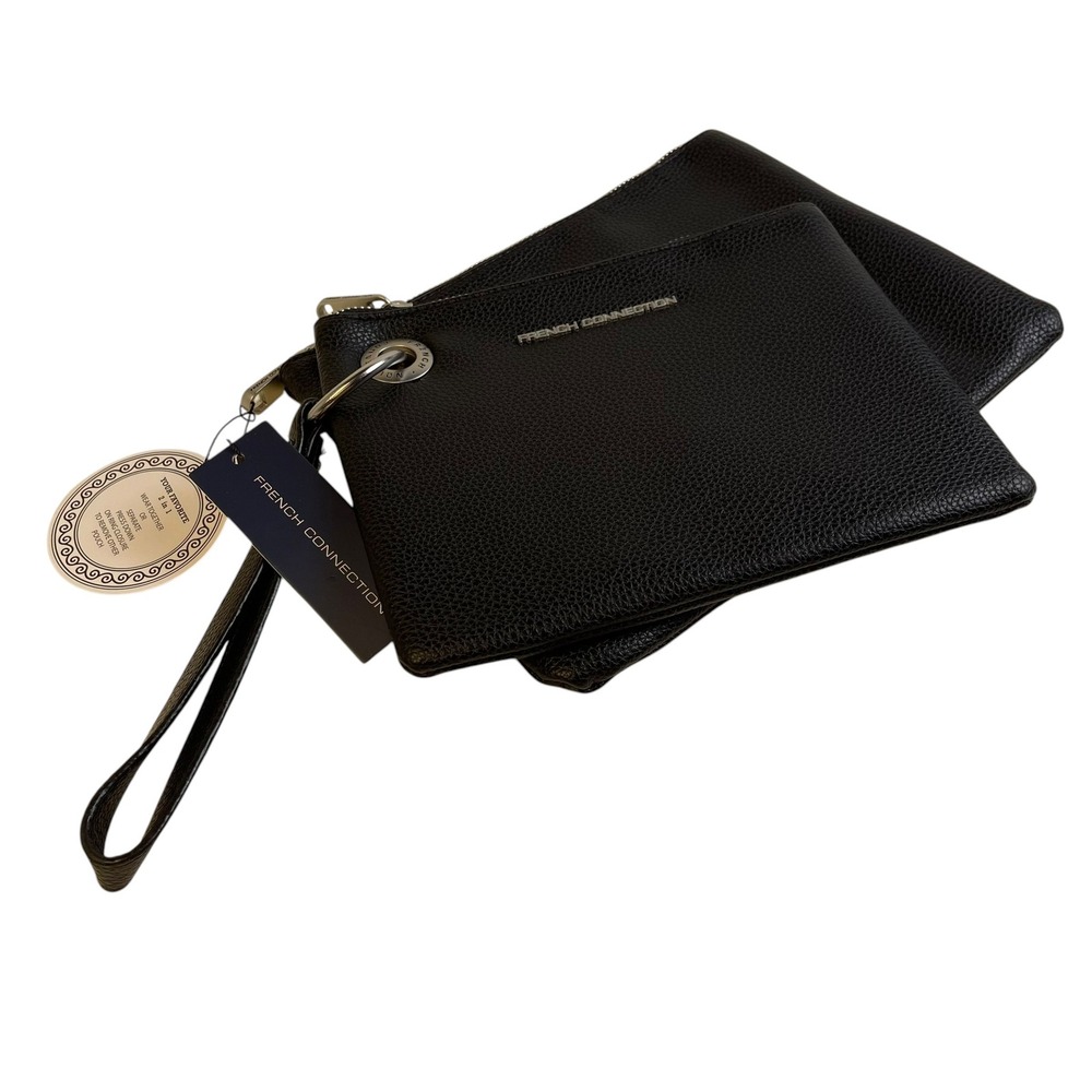 French Connection Lara Pebble Double Slim Pouches Wristlet NWT